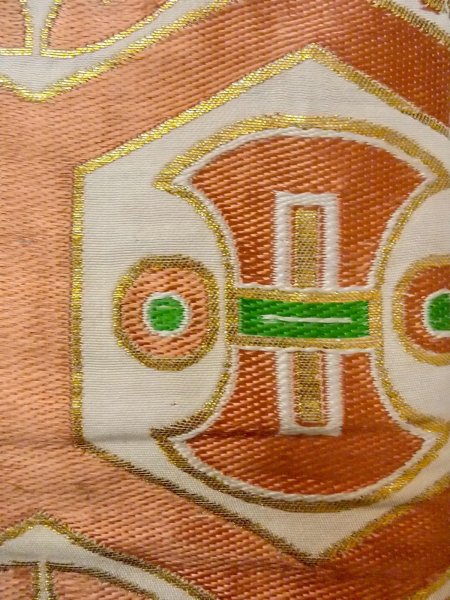 Photo6: O0207W Vintage Japanese Kimono   White HANHABA OBI half width sash Flower circle Silk. (Grade C) (6)