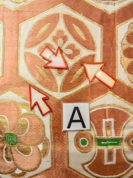 Photo12: O0207W Vintage Japanese Kimono   White HANHABA OBI half width sash Flower circle Silk. (Grade C) (12)
