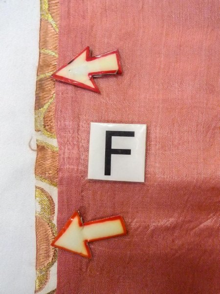 Photo17: O0207W Vintage Japanese Kimono   White HANHABA OBI half width sash Flower circle Silk. (Grade C) (17)