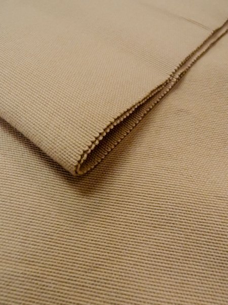 Photo5: O0207Y Vintage Japanese Kimono  Grayish Beige HANHABA OBI half width sash Stripes Wool. (Grade B) (5)