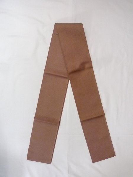 Photo1: O0207Z Vintage Japanese Kimono   Brown HANHABA OBI half width sash  Silk. (Grade A) (1)