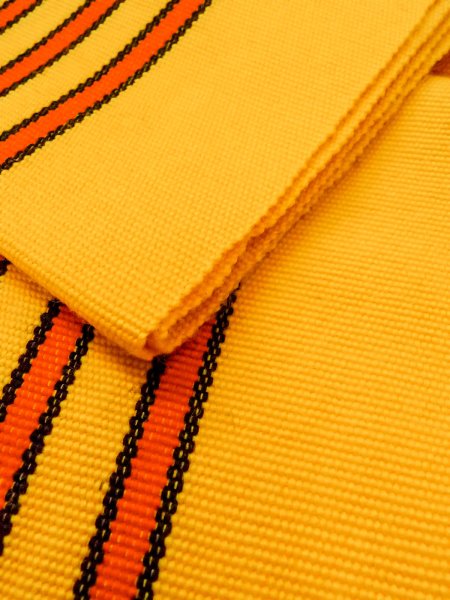 Photo9: O0208B Vintage Japanese Kimono   Red HANHABA OBI half width sash  Wool. (Grade D) (9)