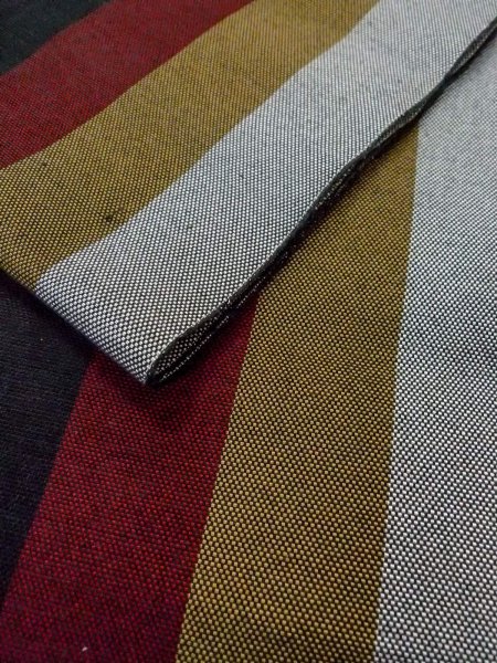 Photo9: O0208C Vintage Japanese Kimono   Multi Color HANHABA OBI half width sash Stripes Silk. (Grade B) (9)