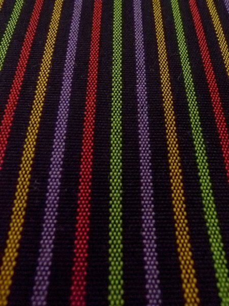 Photo6: O0208E Vintage Japanese Kimono   Multi Color HANHABA OBI half width sash Stripes Wool. (Grade B) (6)