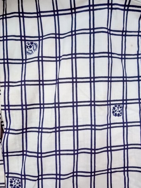 Photo3: O0218A Vintage Japanese kimono   White YUKATA summer(made in Japan) for women / Cotton. Flower,   (Grade C) (3)