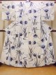 Photo1: O0218B Vintage Japanese kimono   White Pour Dyed Yukata for women / Cotton. Autumn bellflower   (Grade C) (1)