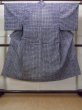 Photo1: O0218C Vintage Japanese kimono  Bluish Gray Men's Yukata for men / Cotton. Parallel Cross   (Grade C) (1)