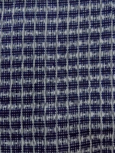 Photo5: O0218C Vintage Japanese kimono  Bluish Gray Men's Yukata for men / Cotton. Parallel Cross   (Grade C) (5)