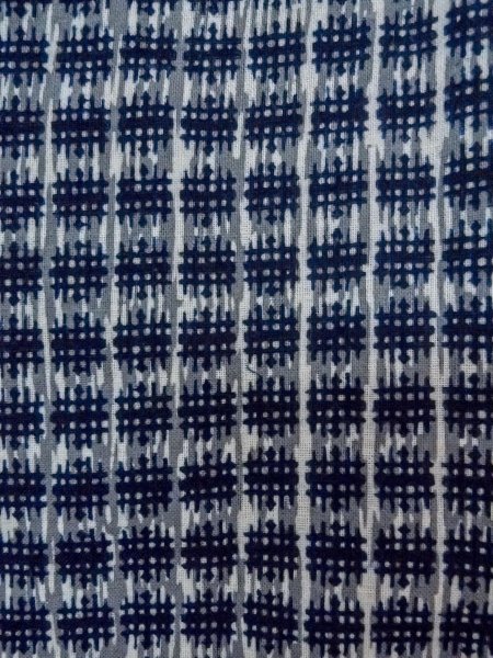 Photo6: O0218C Vintage Japanese kimono  Bluish Gray Men's Yukata for men / Cotton. Parallel Cross   (Grade C) (6)