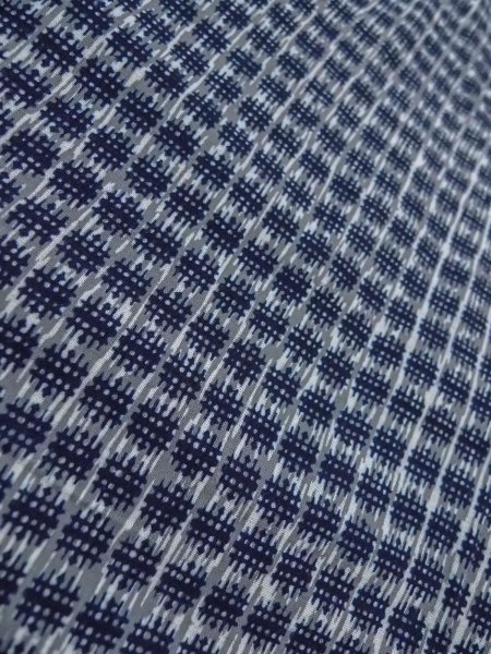 Photo7: O0218C Vintage Japanese kimono  Bluish Gray Men's Yukata for men / Cotton. Parallel Cross   (Grade C) (7)