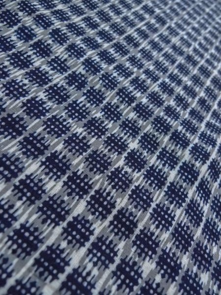 Photo8: O0218C Vintage Japanese kimono  Bluish Gray Men's Yukata for men / Cotton. Parallel Cross   (Grade C) (8)