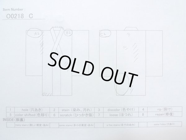 Photo12: O0218C Vintage Japanese kimono  Bluish Gray Men's Yukata for men / Cotton. Parallel Cross   (Grade C) (12)