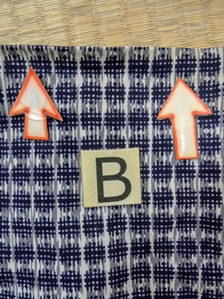 Photo14: O0218C Vintage Japanese kimono  Bluish Gray Men's Yukata for men / Cotton. Parallel Cross   (Grade C) (14)