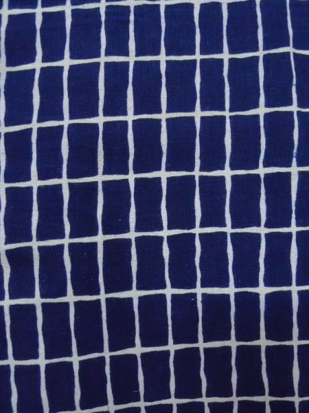 Photo6: O0218D Vintage Japanese kimono  Dark Indigo Blue YUKATA summer(made in Japan) for women / Cotton. Plaid Checks   (Grade C) (6)