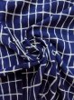 Photo11: O0218D Vintage Japanese kimono  Dark Indigo Blue YUKATA summer(made in Japan) for women / Cotton. Plaid Checks   (Grade C) (11)