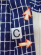 Photo16: O0218D Vintage Japanese kimono  Dark Indigo Blue YUKATA summer(made in Japan) for women / Cotton. Plaid Checks   (Grade C) (16)