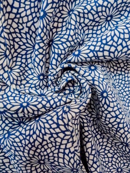Photo11: O0218G Vintage Japanese kimono   White YUKATA summer(made in Japan) for women / Cotton. Chrysanthemum   (Grade C) (11)