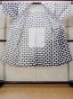 Photo2: O0218H Vintage Japanese kimono   White YUKATA summer(made in Japan) for women / Cotton. Geometrical pattern   (Grade D) (2)