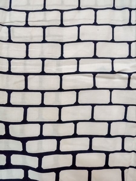 Photo4: O0218H Vintage Japanese kimono   White YUKATA summer(made in Japan) for women / Cotton. Geometrical pattern   (Grade D) (4)