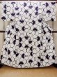 Photo1: O0218I Vintage Japanese kimono   White YUKATA summer(made in Japan) for women / Cotton. Folding fan   (Grade C) (1)