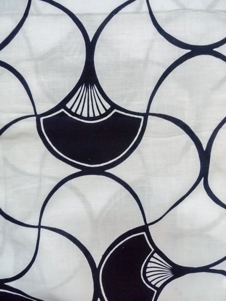 Photo4: O0218I Vintage Japanese kimono   White YUKATA summer(made in Japan) for women / Cotton. Folding fan   (Grade C) (4)