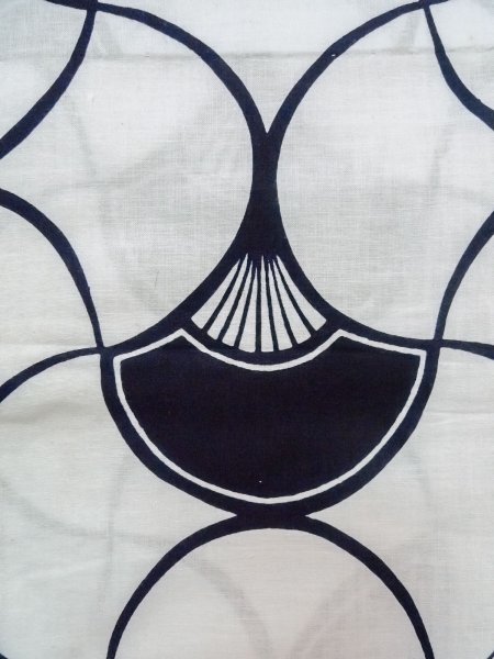 Photo5: O0218I Vintage Japanese kimono   White YUKATA summer(made in Japan) for women / Cotton. Folding fan   (Grade C) (5)