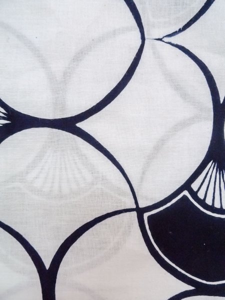 Photo7: O0218I Vintage Japanese kimono   White YUKATA summer(made in Japan) for women / Cotton. Folding fan   (Grade C) (7)