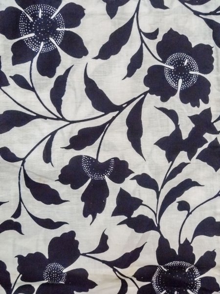 Photo4: O0218J Vintage Japanese kimono   White YUKATA summer(made in Japan) for women / Cotton. Flower,   (Grade C) (4)