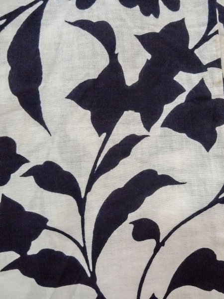 Photo7: O0218J Vintage Japanese kimono   White YUKATA summer(made in Japan) for women / Cotton. Flower,   (Grade C) (7)