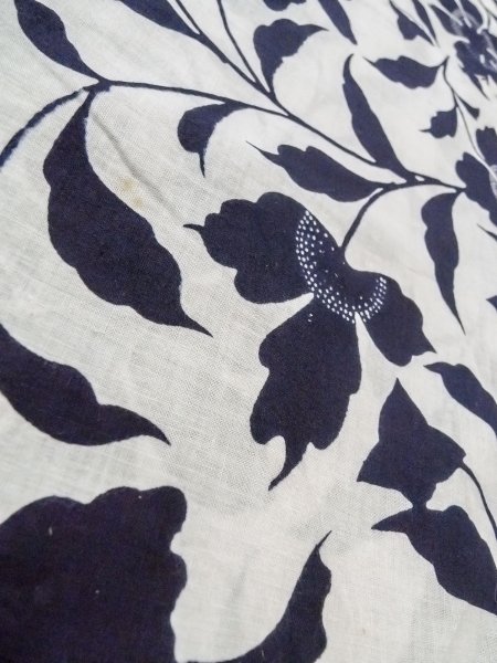 Photo8: O0218J Vintage Japanese kimono   White YUKATA summer(made in Japan) for women / Cotton. Flower,   (Grade C) (8)