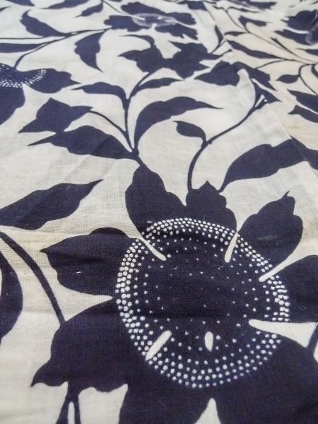 Photo9: O0218J Vintage Japanese kimono   White YUKATA summer(made in Japan) for women / Cotton. Flower,   (Grade C) (9)