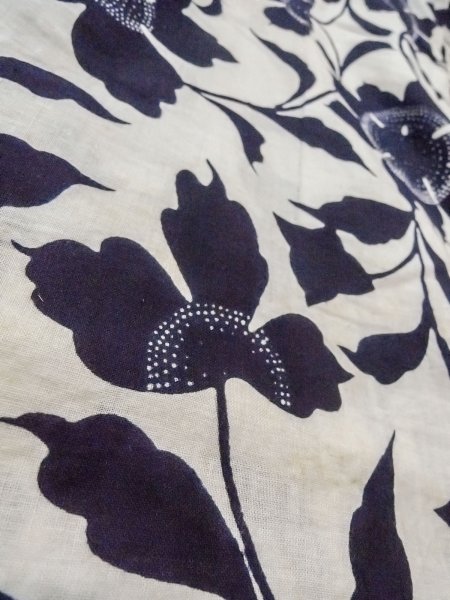 Photo10: O0218J Vintage Japanese kimono   White YUKATA summer(made in Japan) for women / Cotton. Flower,   (Grade C) (10)