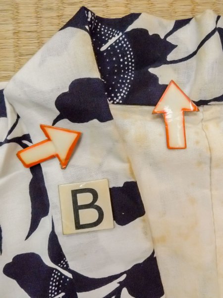 Photo13: O0218J Vintage Japanese kimono   White YUKATA summer(made in Japan) for women / Cotton. Flower,   (Grade C) (13)