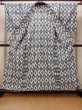 Photo2: O0218K Vintage Japanese kimono   Gray YUKATA summer(made in Japan) for women / Cotton. Geometrical pattern,   (Grade C) (2)