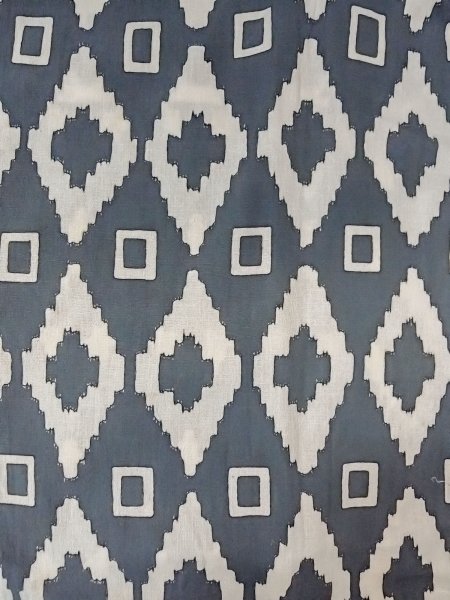 Photo3: O0218K Vintage Japanese kimono   Gray YUKATA summer(made in Japan) for women / Cotton. Geometrical pattern,   (Grade C) (3)