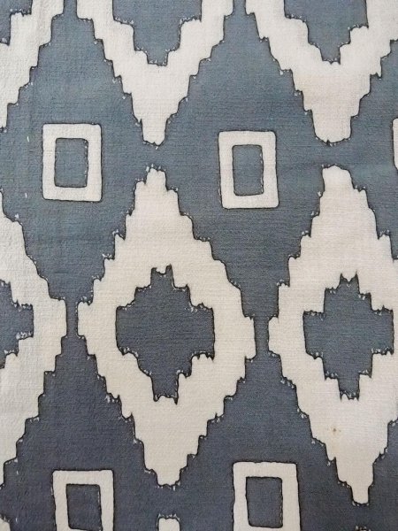 Photo5: O0218K Vintage Japanese kimono   Gray YUKATA summer(made in Japan) for women / Cotton. Geometrical pattern,   (Grade C) (5)