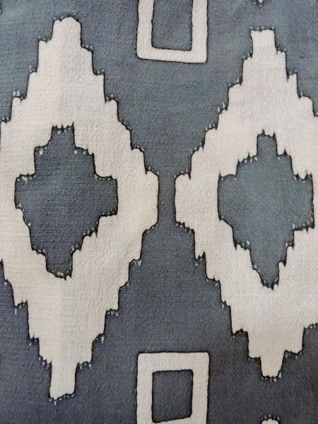 Photo6: O0218K Vintage Japanese kimono   Gray YUKATA summer(made in Japan) for women / Cotton. Geometrical pattern,   (Grade C) (6)