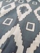 Photo8: O0218K Vintage Japanese kimono   Gray YUKATA summer(made in Japan) for women / Cotton. Geometrical pattern,   (Grade C) (8)