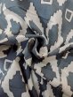 Photo12: O0218K Vintage Japanese kimono   Gray YUKATA summer(made in Japan) for women / Cotton. Geometrical pattern,   (Grade C) (12)