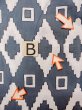 Photo15: O0218K Vintage Japanese kimono   Gray YUKATA summer(made in Japan) for women / Cotton. Geometrical pattern,   (Grade C) (15)