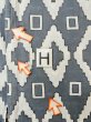 Photo21: O0218K Vintage Japanese kimono   Gray YUKATA summer(made in Japan) for women / Cotton. Geometrical pattern,   (Grade C) (21)