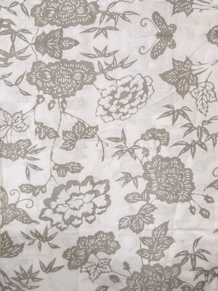 Photo4: O0218M Vintage Japanese kimono  Light Beige YUKATA summer(made in Japan) for women / Cotton. Peony,   (Grade C) (4)