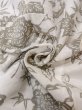 Photo11: O0218M Vintage Japanese kimono  Light Beige YUKATA summer(made in Japan) for women / Cotton. Peony,   (Grade C) (11)