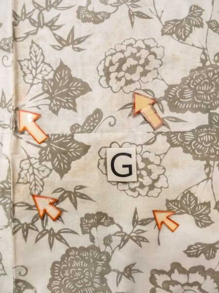 Photo20: O0218M Vintage Japanese kimono  Light Beige YUKATA summer(made in Japan) for women / Cotton. Peony,   (Grade C) (20)