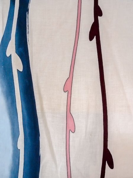 Photo3: O0218N Vintage Japanese kimono   Off White YUKATA summer(made in Japan) for women / Cotton/hemp Abstract pattern Stains all over.  (Grade D) (3)