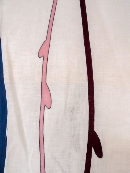 Photo7: O0218N Vintage Japanese kimono   Off White YUKATA summer(made in Japan) for women / Cotton/hemp Abstract pattern Stains all over.  (Grade D) (7)
