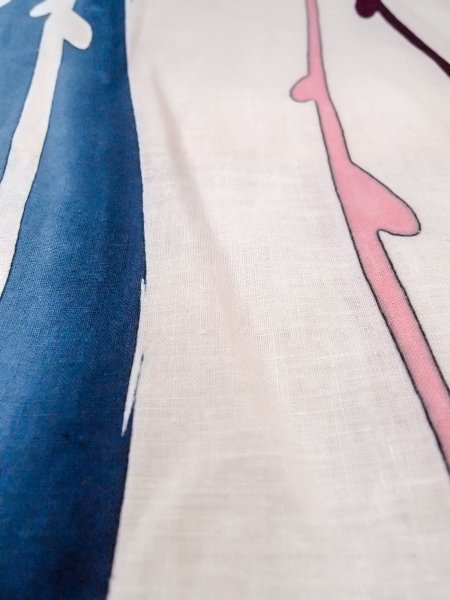 Photo10: O0218N Vintage Japanese kimono   Off White YUKATA summer(made in Japan) for women / Cotton/hemp Abstract pattern Stains all over.  (Grade D) (10)