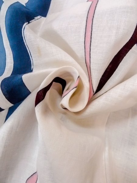 Photo11: O0218N Vintage Japanese kimono   Off White YUKATA summer(made in Japan) for women / Cotton/hemp Abstract pattern Stains all over.  (Grade D) (11)