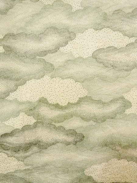 Photo3: O0218P Vintage Japanese kimono   Ivory KOMON dyed for women / Silk. Cloud,   (Grade B) (3)