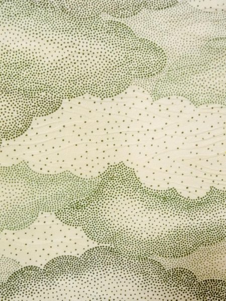 Photo5: O0218P Vintage Japanese kimono   Ivory KOMON dyed for women / Silk. Cloud,   (Grade B) (5)